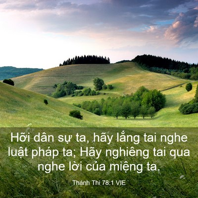 Picture 03 - Thánh Thi 78:1 VIE - Hỡi dân sự ta, hãy lắng tai nghe luật - Bible Verse Picture