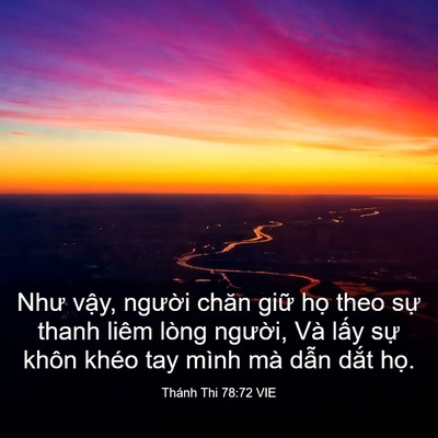 Picture 03 - Thánh Thi 78:72 VIE - Như vậy, người chăn giữ họ theo sự - Bible Verse Picture