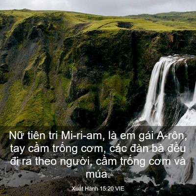 Picture 03 - Xuất Hành 15:20 VIE - Nữ tiên tri Mi-ri-am, là em gái A-rôn, tay - Bible Verse Picture