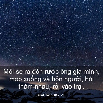 Picture 03 - Xuất Hành 18:7 VIE - Môi-se ra đón rước ông gia mình, mọp - Bible Verse Picture