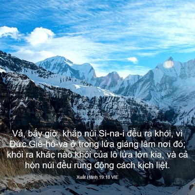 Picture 03 - Xuất Hành 19:18 VIE - Vả, bấy giờ, khắp núi Si-na-i đều ra - Bible Verse Picture
