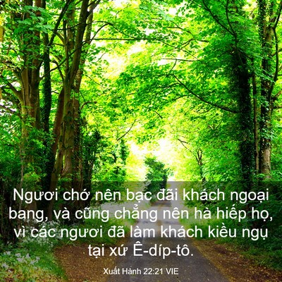 Picture 03 - Xuất Hành 22:21 VIE - Ngươi chớ nên bạc đãi khách ngoại - Bible Verse Picture