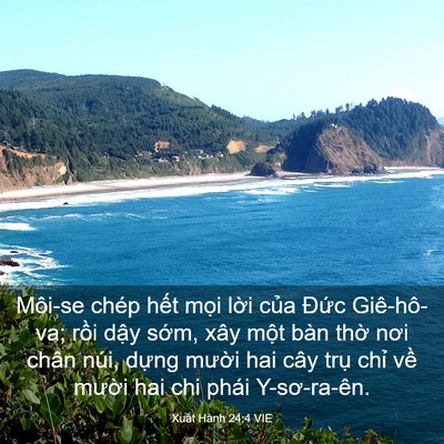 Picture 03 - Xuất Hành 24:4 VIE - Môi-se chép hết mọi lời của Đức - Bible Verse Picture
