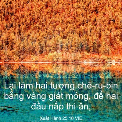 Picture 03 - Xuất Hành 25:18 VIE - Lại làm hai tượng chê-ru-bin bằng vàng - Bible Verse Picture
