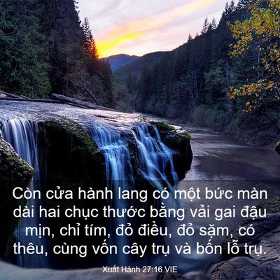 Picture 03 - Xuất Hành 27:16 VIE - Còn cửa hành lang có một bức màn dài - Bible Verse Picture