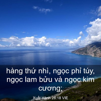 Picture 03 - Xuất Hành 28:18 VIE - hàng thứ nhì, ngọc phỉ túy, ngọc lam - Bible Verse Picture