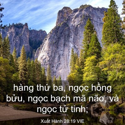 Picture 03 - Xuất Hành 28:19 VIE - hàng thứ ba, ngọc hồng bửu, ngọc - Bible Verse Picture