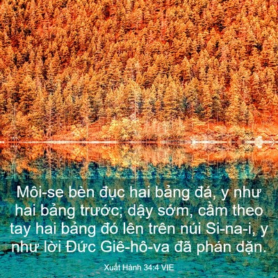 Picture 03 - Xuất Hành 34:4 VIE - Môi-se bèn đục hai bảng đá, y như hai - Bible Verse Picture