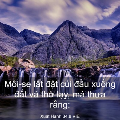 Picture 03 - Xuất Hành 34:8 VIE - Môi-se lật đật cúi đầu xuống đất - Bible Verse Picture