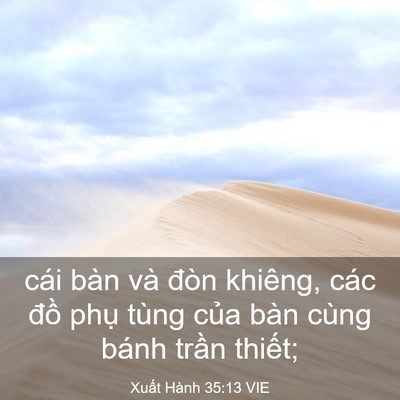 Picture 03 - Xuất Hành 35:13 VIE - cái bàn và đòn khiêng, các đồ phụ - Bible Verse Picture