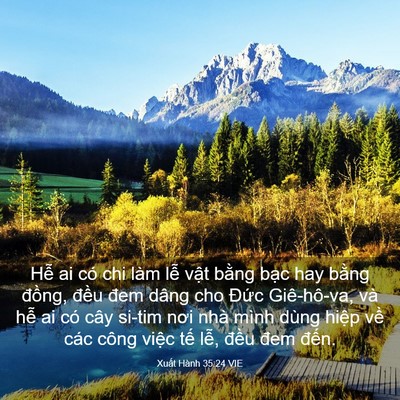 Picture 03 - Xuất Hành 35:24 VIE - Hễ ai có chi làm lễ vật bằng bạc hay - Bible Verse Picture