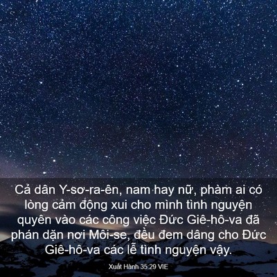 Picture 03 - Xuất Hành 35:29 VIE - Cả dân Y-sơ-ra-ên, nam hay nữ, phàm ai - Bible Verse Picture