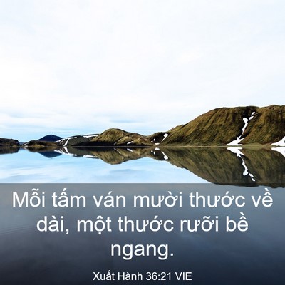 Picture 03 - Xuất Hành 36:21 VIE - Mỗi tấm ván mười thước về dài, - Bible Verse Picture