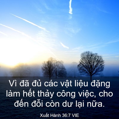 Picture 03 - Xuất Hành 36:7 VIE - Vì đã đủ các vật liệu đặng làm - Bible Verse Picture