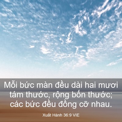 Picture 03 - Xuất Hành 36:9 VIE - Mỗi bức màn đều dài hai mươi tám - Bible Verse Picture