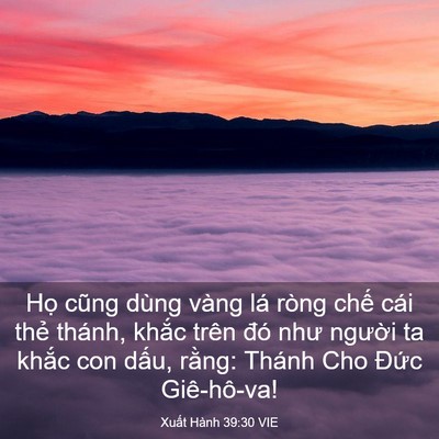 Picture 03 - Xuất Hành 39:30 VIE - Họ cũng dùng vàng lá ròng chế cái thẻ - Bible Verse Picture