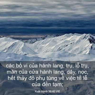 Picture 03 - Xuất Hành 39:40 VIE - các bố vi của hành lang, trụ, lỗ trụ, - Bible Verse Picture