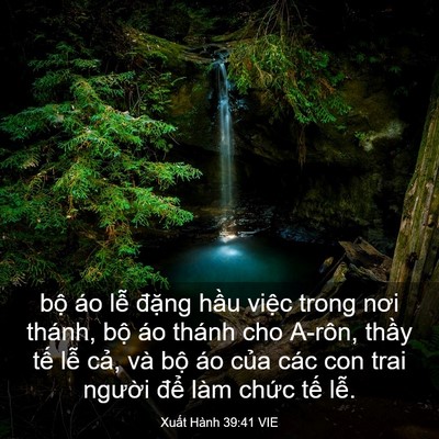 Picture 03 - Xuất Hành 39:41 VIE - bộ áo lễ đặng hầu việc trong nơi - Bible Verse Picture