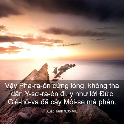 Picture 03 - Xuất Hành 9:35 VIE - Vậy Pha-ra-ôn cứng lòng, không tha dân - Bible Verse Picture