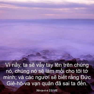 Picture 03 - Xê-ca-ri-a 2:9 VIE - Vì nầy, ta sẽ vảy tay lên trên chúng - Bible Verse Picture
