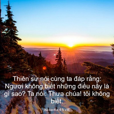Picture 03 - Xê-ca-ri-a 4:5 VIE - Thiên sứ nói cùng ta đáp rằng: Ngươi - Bible Verse Picture