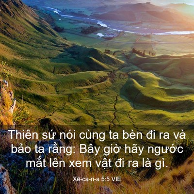 Picture 03 - Xê-ca-ri-a 5:5 VIE - Thiên sứ nói cùng ta bèn đi ra và bảo - Bible Verse Picture