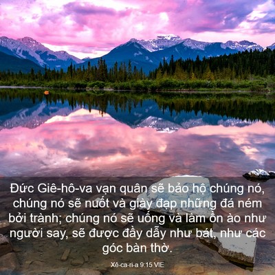 Picture 03 - Xê-ca-ri-a 9:15 VIE - Đức Giê-hô-va vạn quân sẽ bảo hộ - Bible Verse Picture