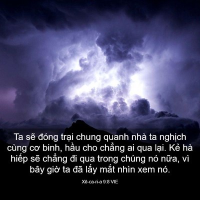 Picture 03 - Xê-ca-ri-a 9:8 VIE - Ta sẽ đóng trại chung quanh nhà ta - Bible Verse Picture