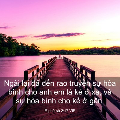 Picture 03 - Ê-phê-sô 2:17 VIE - Ngài lại đã đến rao truyền sự hòa - Bible Verse Picture