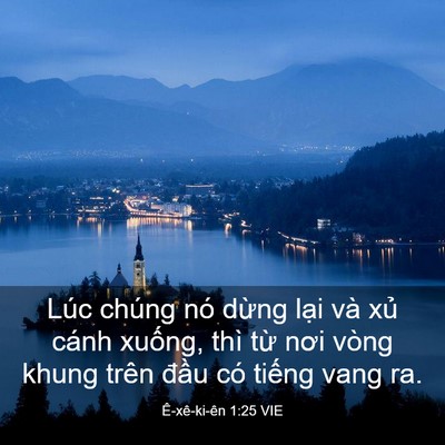 Picture 03 - Ê-xê-ki-ên 1:25 VIE - Lúc chúng nó dừng lại và xủ cánh - Bible Verse Picture