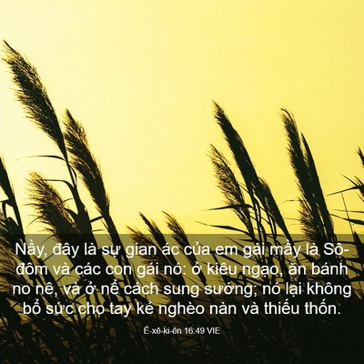 Picture 03 - Ê-xê-ki-ên 16:49 VIE - Nầy, đây là sự gian ác của em gái - Bible Verse Picture