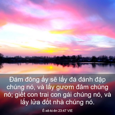 Picture 03 - Ê-xê-ki-ên 23:47 VIE - Đám đông ấy sẽ lấy đá đánh đập - Bible Verse Picture