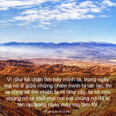 Picture 03 - Ê-xê-ki-ên 34:12 VIE - Ví như kẻ chăn tìm bầy mình ra, trong - Bible Verse Picture