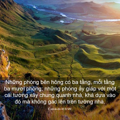 Picture 03 - Ê-xê-ki-ên 41:6 VIE - Những phòng bên hông có ba tầng, mỗi - Bible Verse Picture