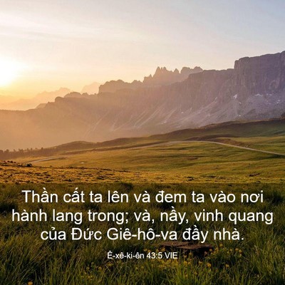 Picture 03 - Ê-xê-ki-ên 43:5 VIE - Thần cất ta lên và đem ta vào nơi hành - Bible Verse Picture