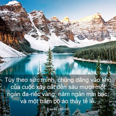 Picture 03 - Ê-xơ-ra 2:69 VIE - Tùy theo sức mình, chúng dâng vào kho - Bible Verse Picture