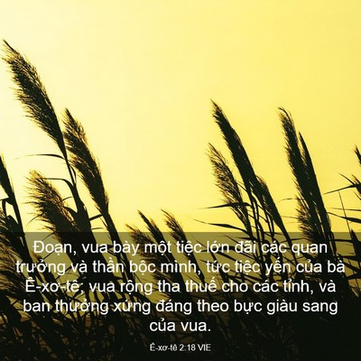 Picture 03 - Ê-xơ-tê 2:18 VIE - Đoạn, vua bày một tiệc lớn đãi các - Bible Verse Picture