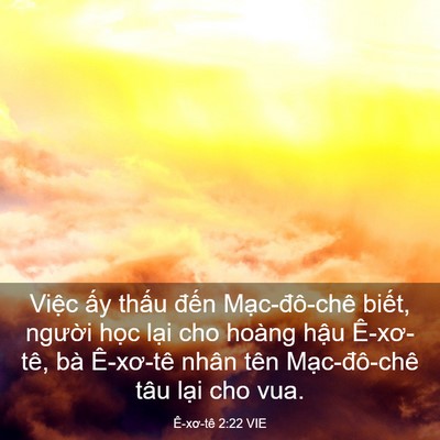 Picture 03 - Ê-xơ-tê 2:22 VIE - Việc ấy thấu đến Mạc-đô-chê biết, - Bible Verse Picture
