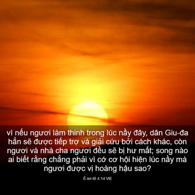 Picture 03 - Ê-xơ-tê 4:14 VIE - vì nếu ngươi làm thinh trong lúc nầy - Bible Verse Picture