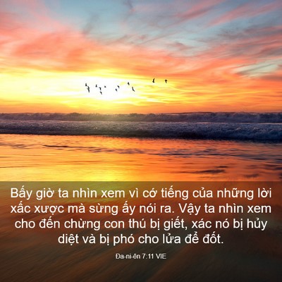 Picture 03 - Ða-ni-ên 7:11 VIE - Bấy giờ ta nhìn xem vì cớ tiếng của - Bible Verse Picture