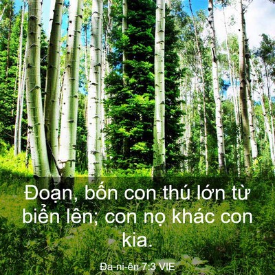 Picture 03 - Ða-ni-ên 7:3 VIE - Đoạn, bốn con thú lớn từ biển lên; - Bible Verse Picture