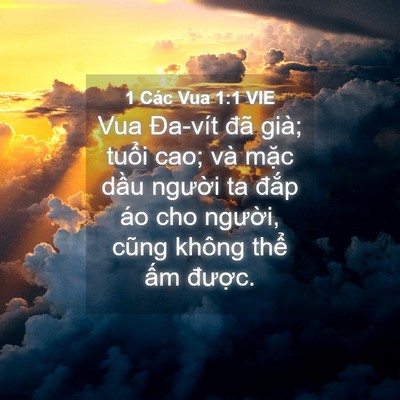Picture 04 - 1 Các Vua 1:1 VIE - Vua Đa-vít đã già; tuổi cao; và mặc - Bible Verse Picture