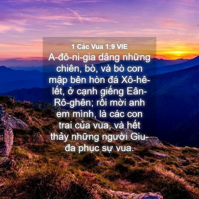 Picture 04 - 1 Các Vua 1:9 VIE - A-đô-ni-gia dâng những chiên, bò, và bò - Bible Verse Picture