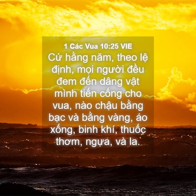 Picture 04 - 1 Các Vua 10:25 VIE - Cứ hằng năm, theo lệ định, mọi - Bible Verse Picture