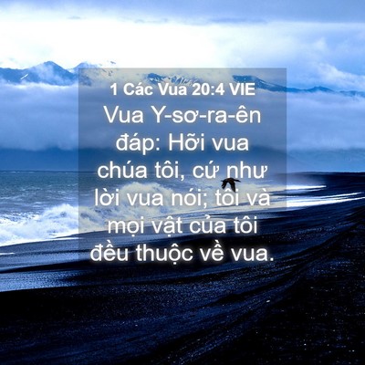 Picture 04 - 1 Các Vua 20:4 VIE - Vua Y-sơ-ra-ên đáp: Hỡi vua chúa tôi, - Bible Verse Picture
