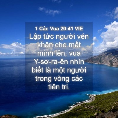 Picture 04 - 1 Các Vua 20:41 VIE - Lập tức người vén khăn che mắt mình - Bible Verse Picture