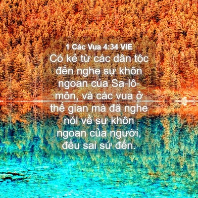 Picture 04 - 1 Các Vua 4:34 VIE - Có kẻ từ các dân tộc đến nghe sự - Bible Verse Picture