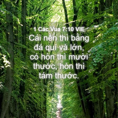 Picture 04 - 1 Các Vua 7:10 VIE - Cái nền thì bằng đá quí và lớn, có - Bible Verse Picture