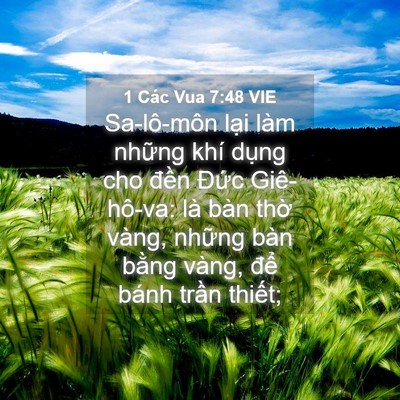 Picture 04 - 1 Các Vua 7:48 VIE - Sa-lô-môn lại làm những khí dụng cho - Bible Verse Picture