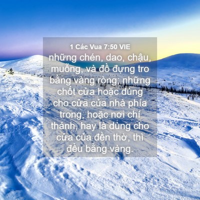 Picture 04 - 1 Các Vua 7:50 VIE - những chén, dao, chậu, muỗng, và đồ - Bible Verse Picture